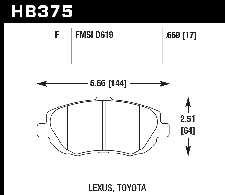 Hawk Performance Front Brake Pads for Lexus GS300 GS430 IS200 IS300 HB375F.669