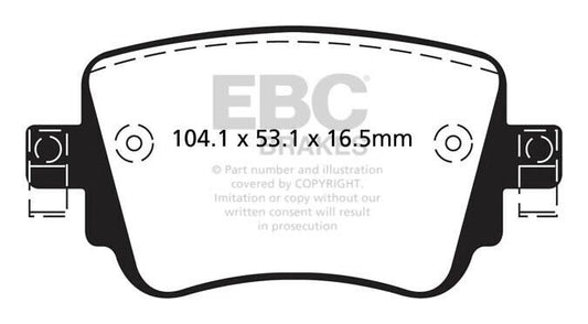EBC Rear Yellowstuff Brake Pads for Audi A1, Q3, S1, Seat Leon 5F Mk3 DP42201R