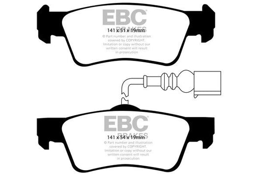 EBC Rear Greenstuff Brake Pads for Volkswagen Transporter T5 1.9 2.0 2.5 DP21907