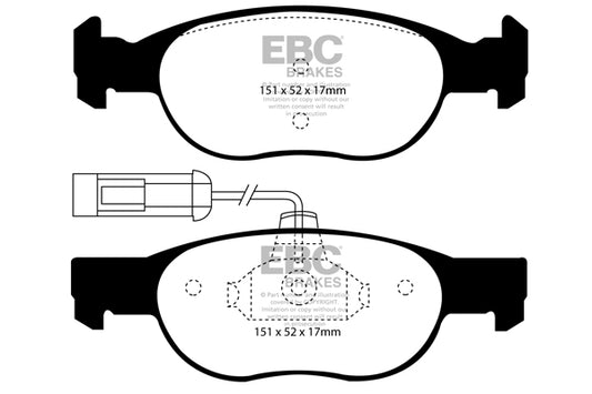 EBC Front Greenstuff Pads for Fiat Brava 1.2 BHP 1998 DP21059