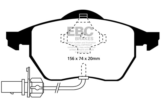 EBC Front Redstuff Pads for Audi A6 C5/4B 1.8 T BHP 1997 DP31114C