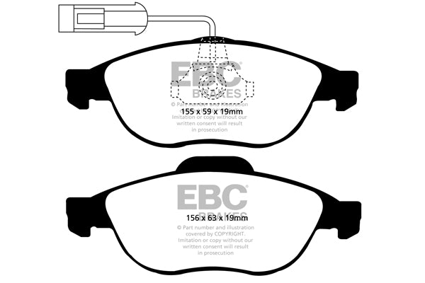 EBC Front Yellowstuff Pads for Alfa Romeo 147 1.6 Twin Spark 105BHP 2000 DP41153R