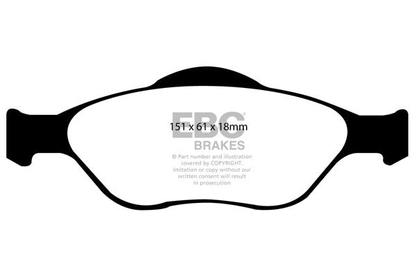 EBC Front Yellowstuff Pads for Ford Fiesta Mk5 1.2 BHP 2000 DP41320R