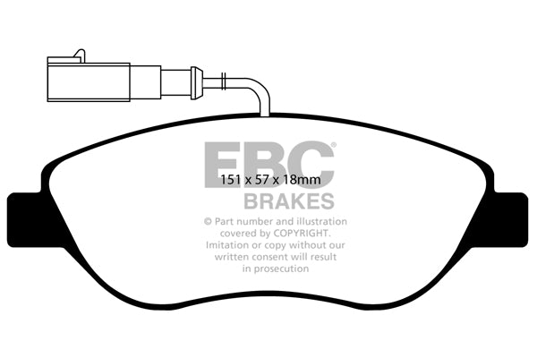 EBC Front Greenstuff Pads for Alfa Romeo MiTo 1.4 T 120BHP 2008 DP21382