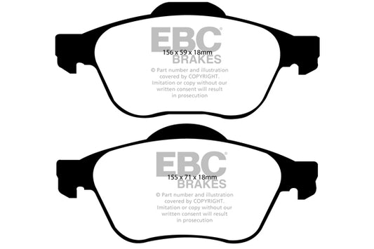 EBC Front Greenstuff Pads for Toyota Avensis ZZT221 1.8 BHP 2001 DP21421