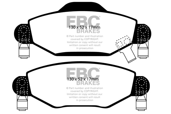 EBC Front Greenstuff Pads for Toyota Yaris (XP10) SCP10 VNK 1.0 BHP 2001 DP21446