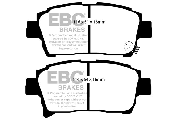 EBC Front Greenstuff Pads for Toyota bB 1.3 BHP 2000 DP21459
