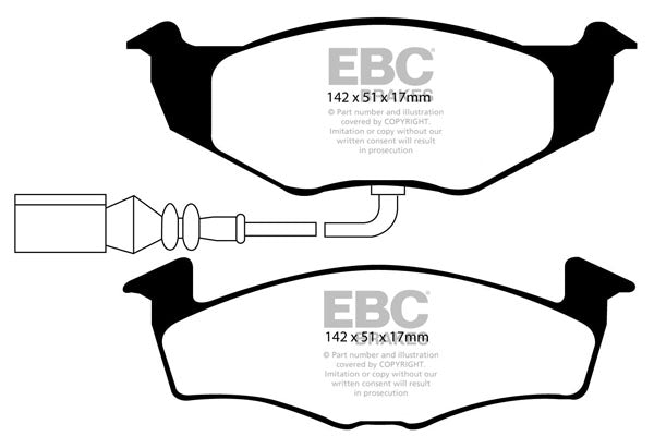 EBC Front Greenstuff Pads for Skoda Fabia (6Y) 1.0 50BHP 1999 DP21498