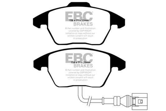 EBC Front Yellowstuff Pads for Audi A1 8X 1.0 T 82BHP 2016 DP41517R