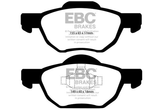 EBC Front Yellowstuff Pads for Honda Accord CL7 2.0 BHP 2003 DP41525R