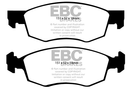 EBC Front Greenstuff Pads for Fiat Doblo 1.2 BHP 2002 DP21528