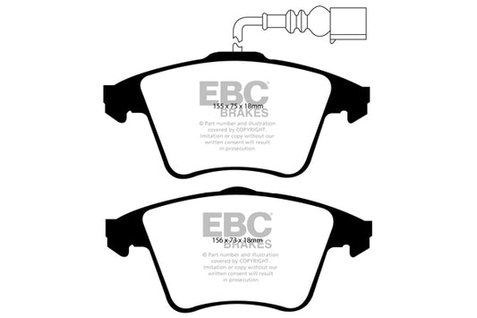 EBC Front Yellowstuff Pads for Volkswagen California T5 2.0 TD BHP 2010 DP41556R