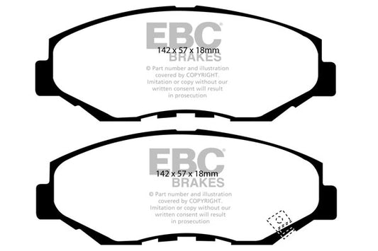 EBC Front Yellowstuff Pads for Honda CRV Mk2 2.0 BHP 2002 DP41655R