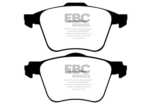 EBC Front Yellowstuff Pads for Volvo XC90 (1st Gen) 2.5 T 208BHP 2002 DP41690R