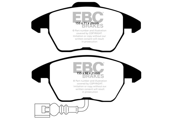 EBC Front Greenstuff Pads for Audi TT 8J 1.8 T 160BHP 2007 DP21945