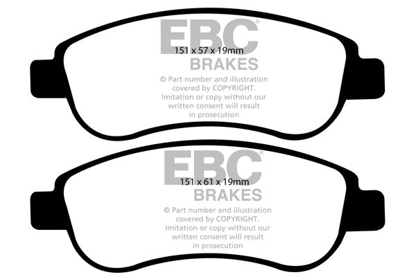 EBC Front Yellowstuff Pads for Honda CRV Mk3 2.0 BHP 2007 DP41951R