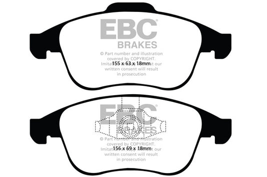 EBC Front Greenstuff Pads for Renault Laguna 3 2.0 140BHP 2007 DP21992