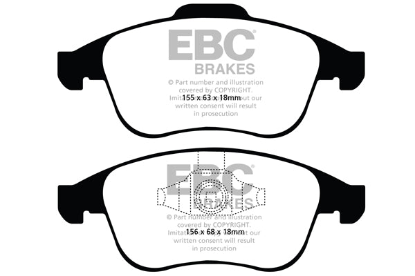 EBC Front Yellowstuff Pads for Renault Laguna 3 2.0 TD 175BHP 2007 DP41993R