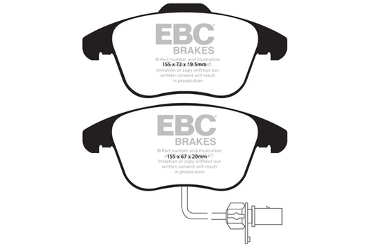 EBC Front Yellowstuff Pads for Audi A4 B8 1.8 T 120BHP 2008 DP41998R