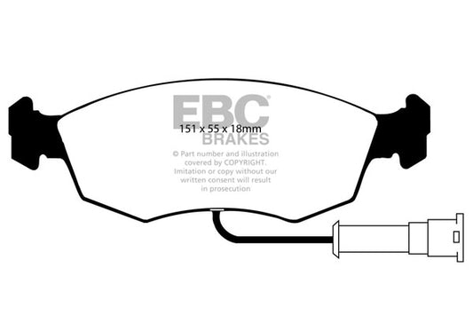 EBC Front Greenstuff Pads for Ford Escort Mk5 1.8 130BHP 1991 DP2473