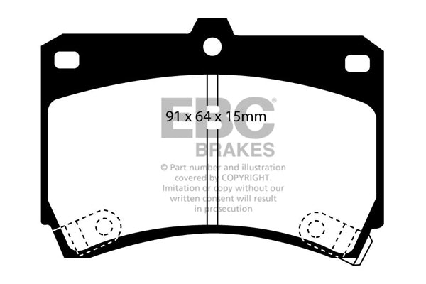 EBC Front Yellowstuff Pads for Kia Rio (DC) 1.3 BHP 2001 DP4884R