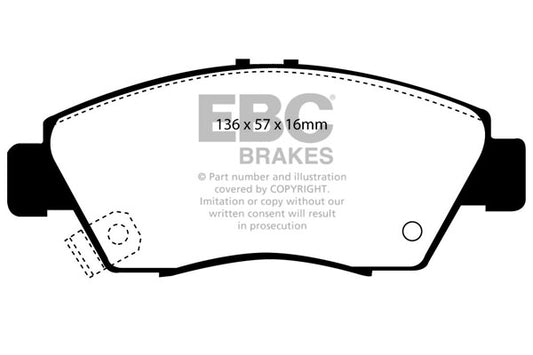 EBC Front Greenstuff Pads for Honda Civic EG8 1.5 BHP 1991 DP2891