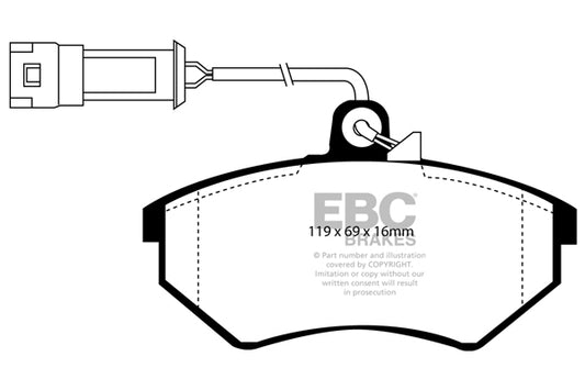 EBC Front Greenstuff Pads for Volkswagen Corrado 2.0 136BHP 1991 DP2982/2