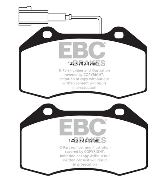 EBC Front Yellowstuff Pads for Abarth Grande Punto 1.4 T 155BHP 2008 DP42021R