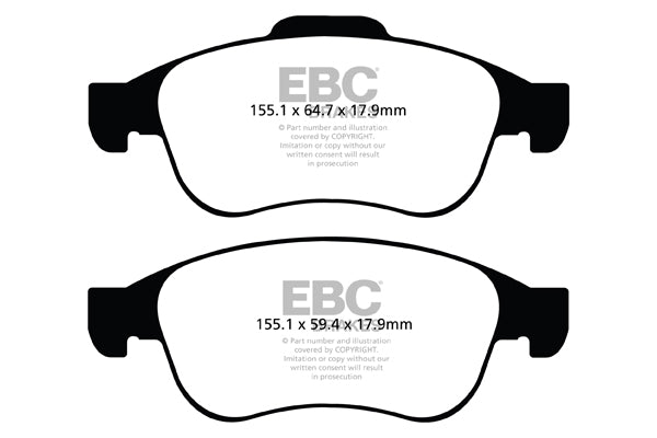 EBC Front Greenstuff Pads for Nissan Juke (2nd Gen 1.0 T 117BHP 2020 DP22023