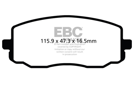 EBC Front Greenstuff Pads for Hyundai i10 1.0 BHP 2011 DP22050
