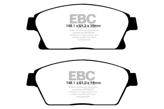 EBC Front Yellowstuff Pads for Opel Astra (J) 1.4 86BHP 2009 DP42067R