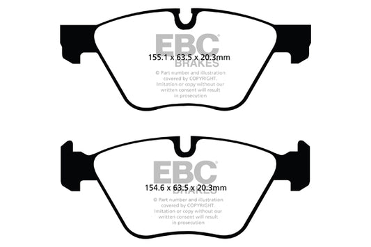 EBC Front Greenstuff Pads for BMW 5 Series (F10) 518 2.0 TD BHP 2013 DP22088