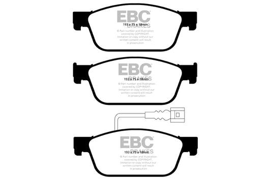 EBC Front Greenstuff Pads for Volkswagen California T5 2.0 TD BHP 2010 DP22096