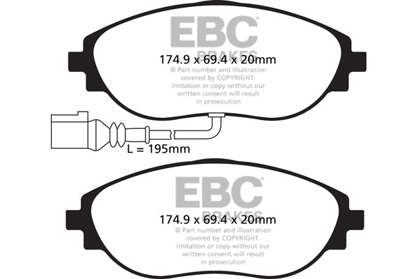 EBC Front Redstuff Pads for Audi TT 8S 2.0 T 230BHP 2014 DP32127C
