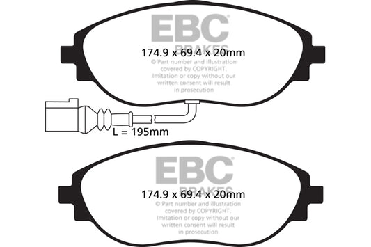 EBC Front Redstuff Pads for Audi TT 8S 2.0 T 230BHP 2014 DP32127C