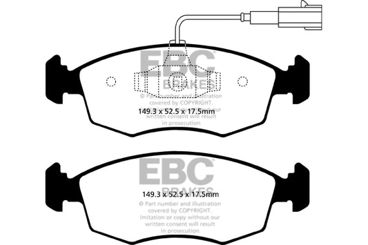 EBC Front Greenstuff Pads for Fiat 500 0.9 T 86BHP 2010 DP22141