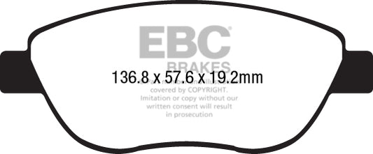 EBC Front Greenstuff Pads for Fiat 500L 0.9 T 86BHP 2013 DP22212