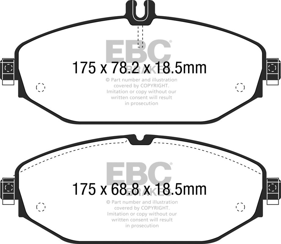 EBC Front Yellowstuff Pads for Mercedes C Class (W205) C180 156BHP 2014 DP42214R
