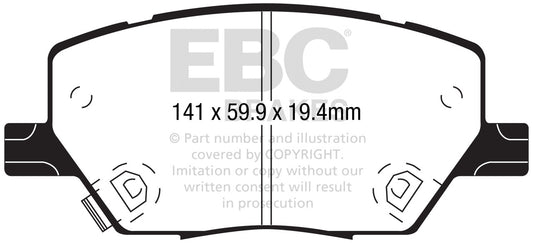 EBC Front Greenstuff Pads for Fiat 500X 1.0 T 120BHP 2019 DP22239