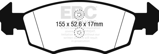 EBC Front Greenstuff Pads for Opel Corsa (E) 1.0 T 90BHP 2014 DP22241
