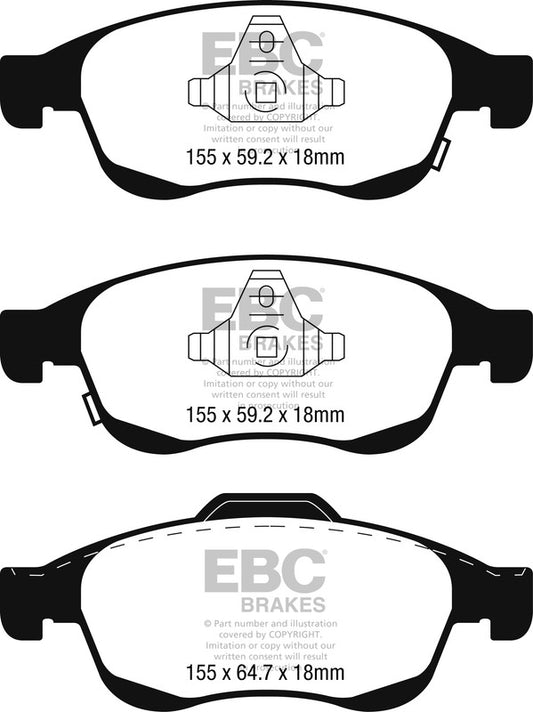 EBC Front Greenstuff Pads for Fiat 500X 1.4 T 140BHP 2014 DP22247