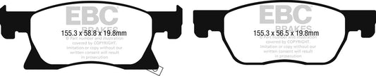 EBC Front Greenstuff Pads for Opel Astra (K) 1.0 T 105BHP 2015 DP22266
