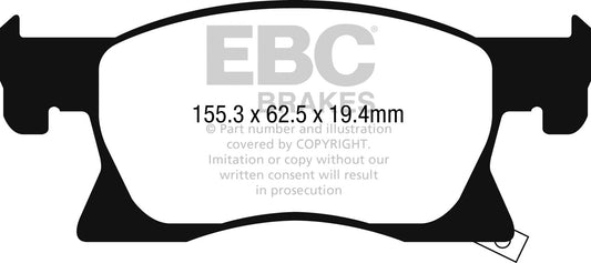 EBC Front Greenstuff Pads for Opel Astra (K) 1.0 T 105BHP 2015 DP22267
