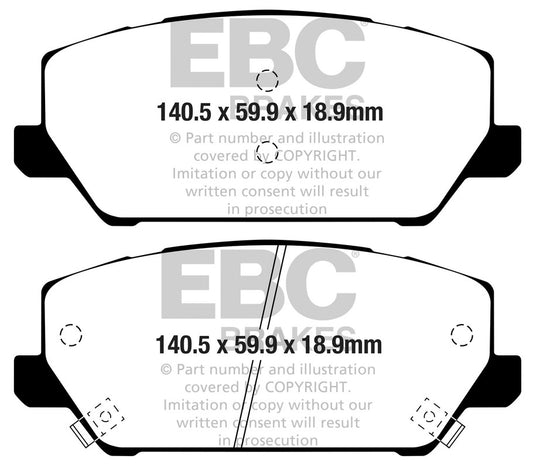 EBC Front Yellowstuff Pads for Hyundai i30 N PD 2.0 T 247BHP 2017 DP42343R