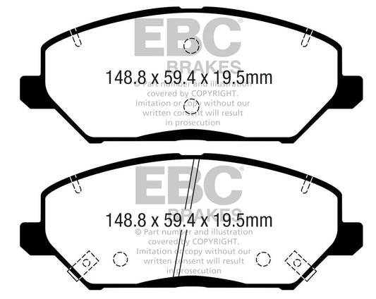 EBC Front Greenstuff Pads for Hyundai i30 PD 1.0 T 120BHP 2017 DP22362