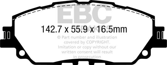 EBC Front Greenstuff Pads for Toyota Camry 2.5 Hybrid BHP 2019 DP22378