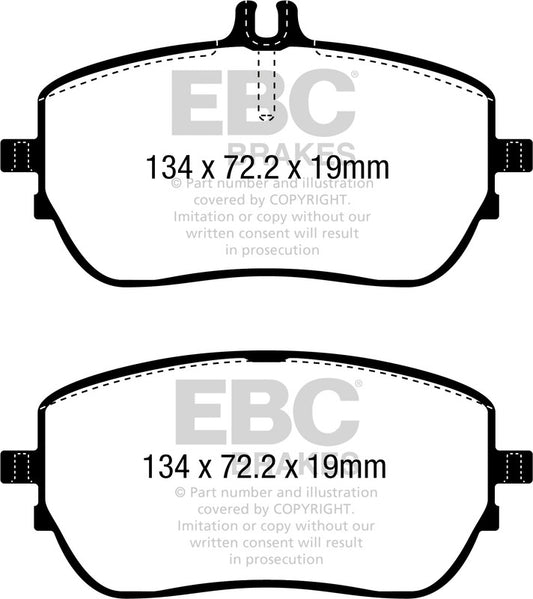 EBC Front Greenstuff Pads for Mercedes A Class (W177) A160 1.3 T 107BHP 2018 DP22388