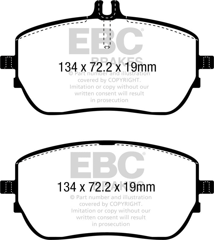 EBC Front Yellowstuff Pads for Mercedes A Class (W177) A160 1.3 T 107BHP 2018 DP42388R
