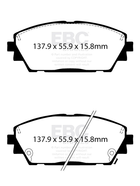 EBC Front Greenstuff Pads for Mazda 3 BP 1.5 120BHP 2019 DP22416