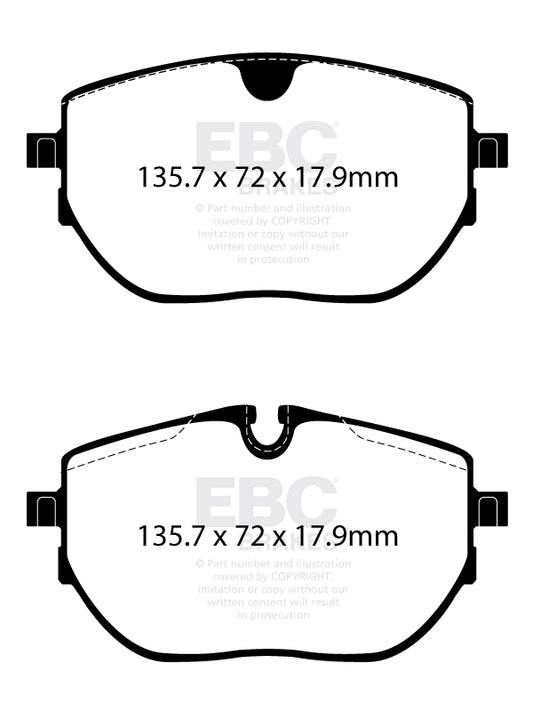 EBC Front Yellowstuff Pads for Volkswagen California T6.1 2.0 TD 150BHP 2019 DP42433R